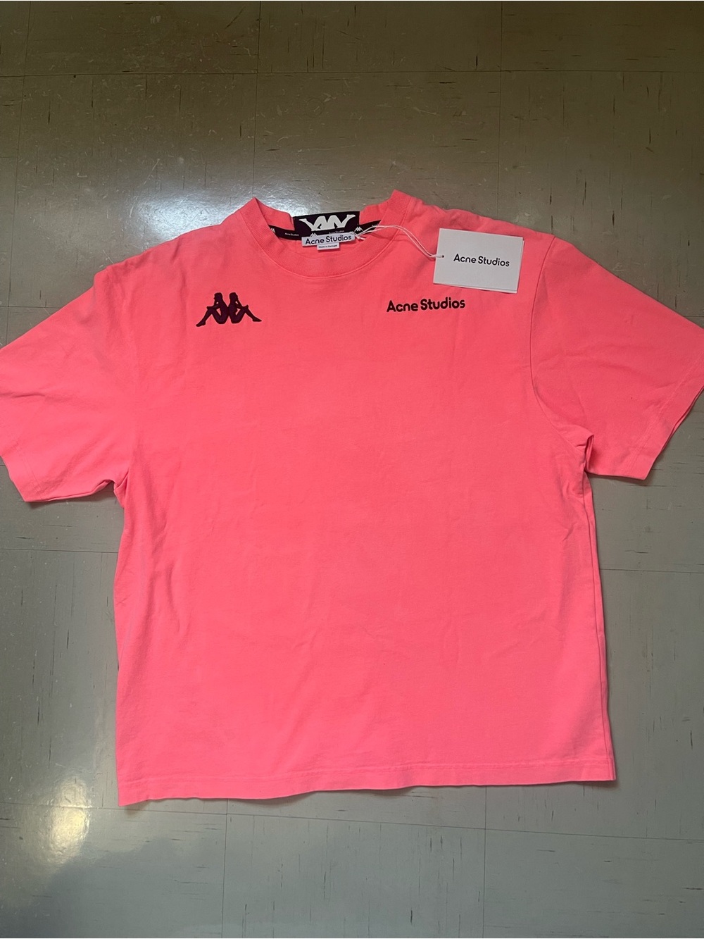 Acne Studios x Kappa SS25 Neon Pink Omini Logo Tape Tee L New